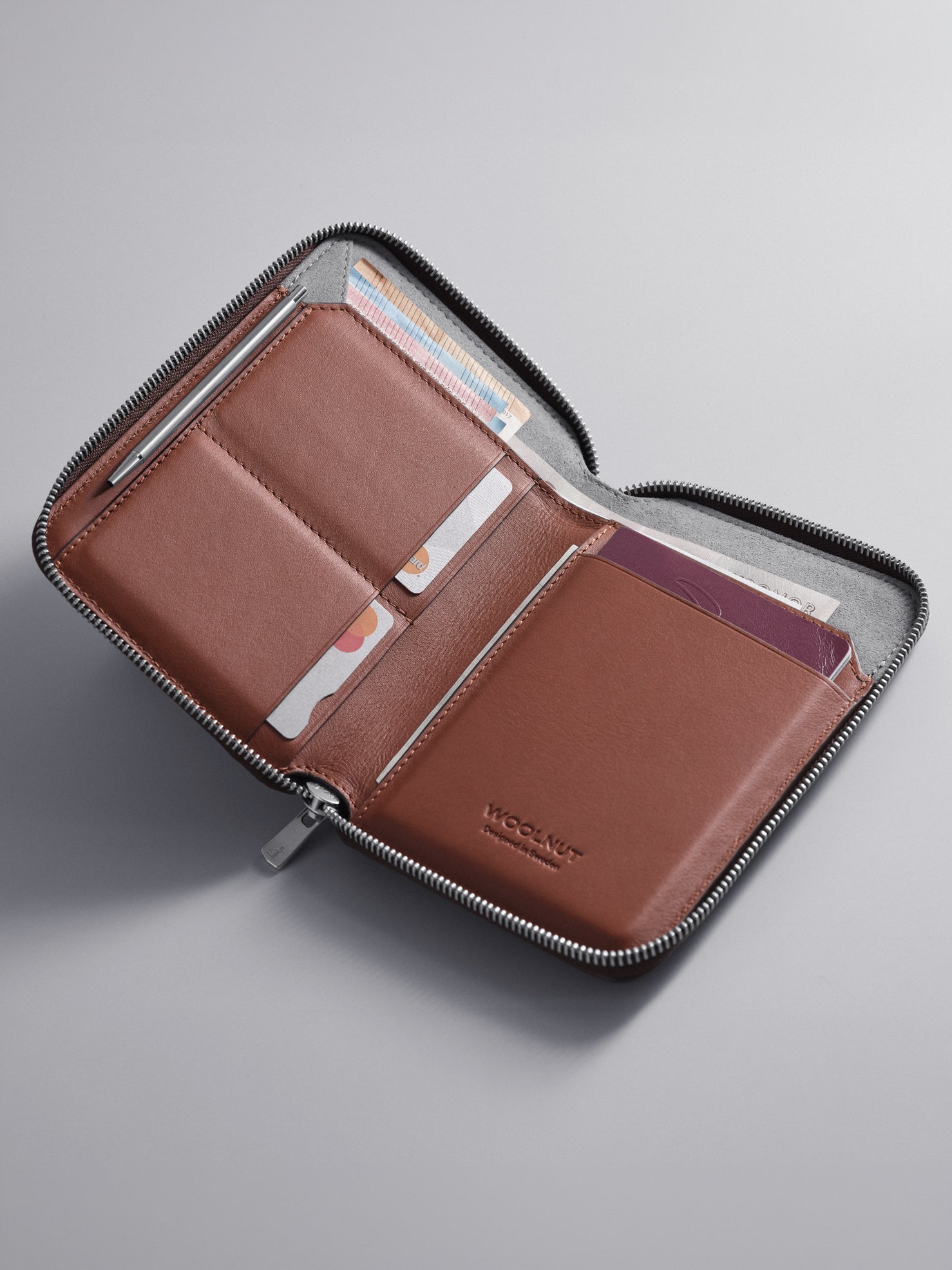 Woolnut Leather Travel Folio - Cognac