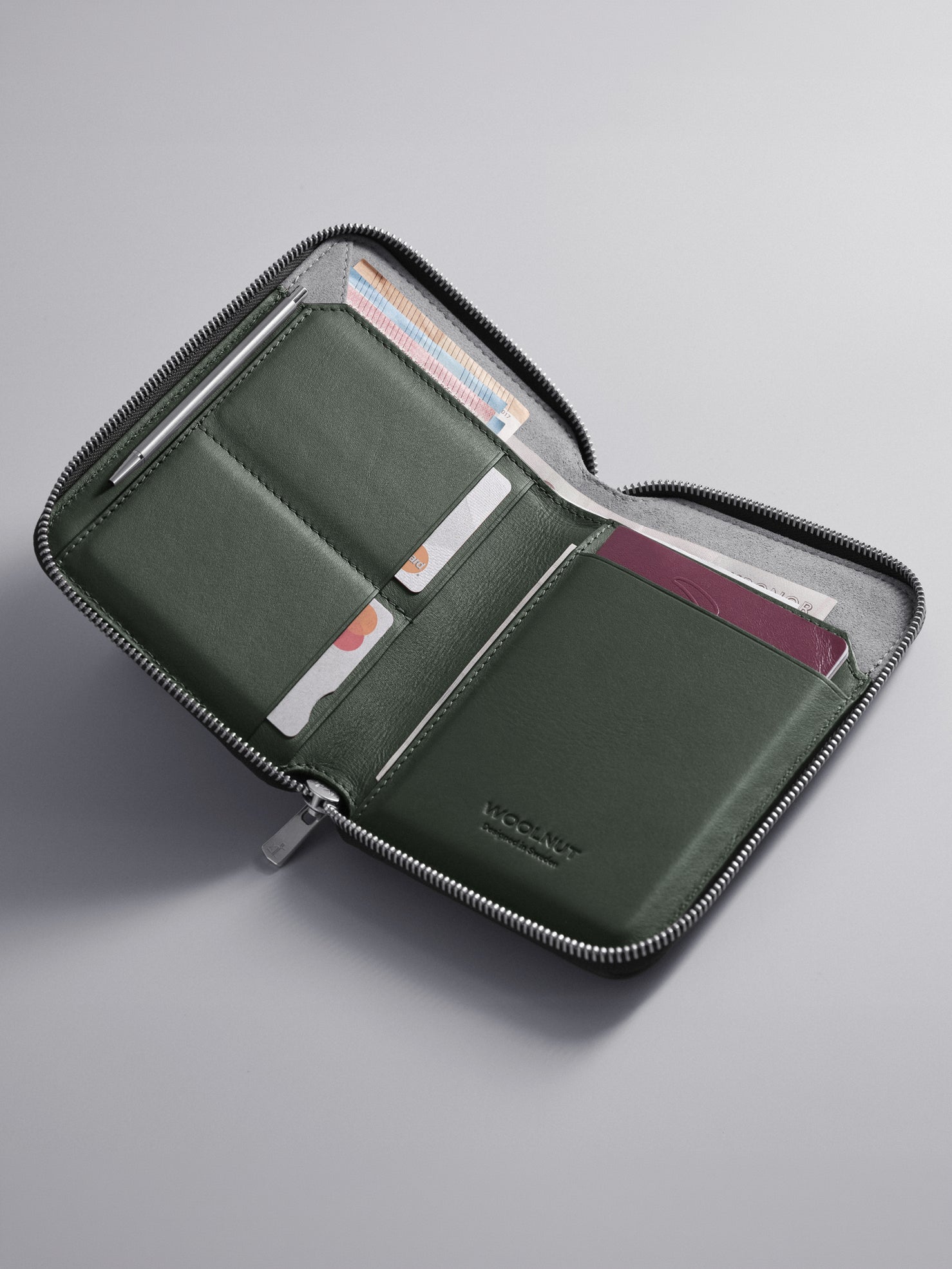Woolnut Leather Travel Folio - Green