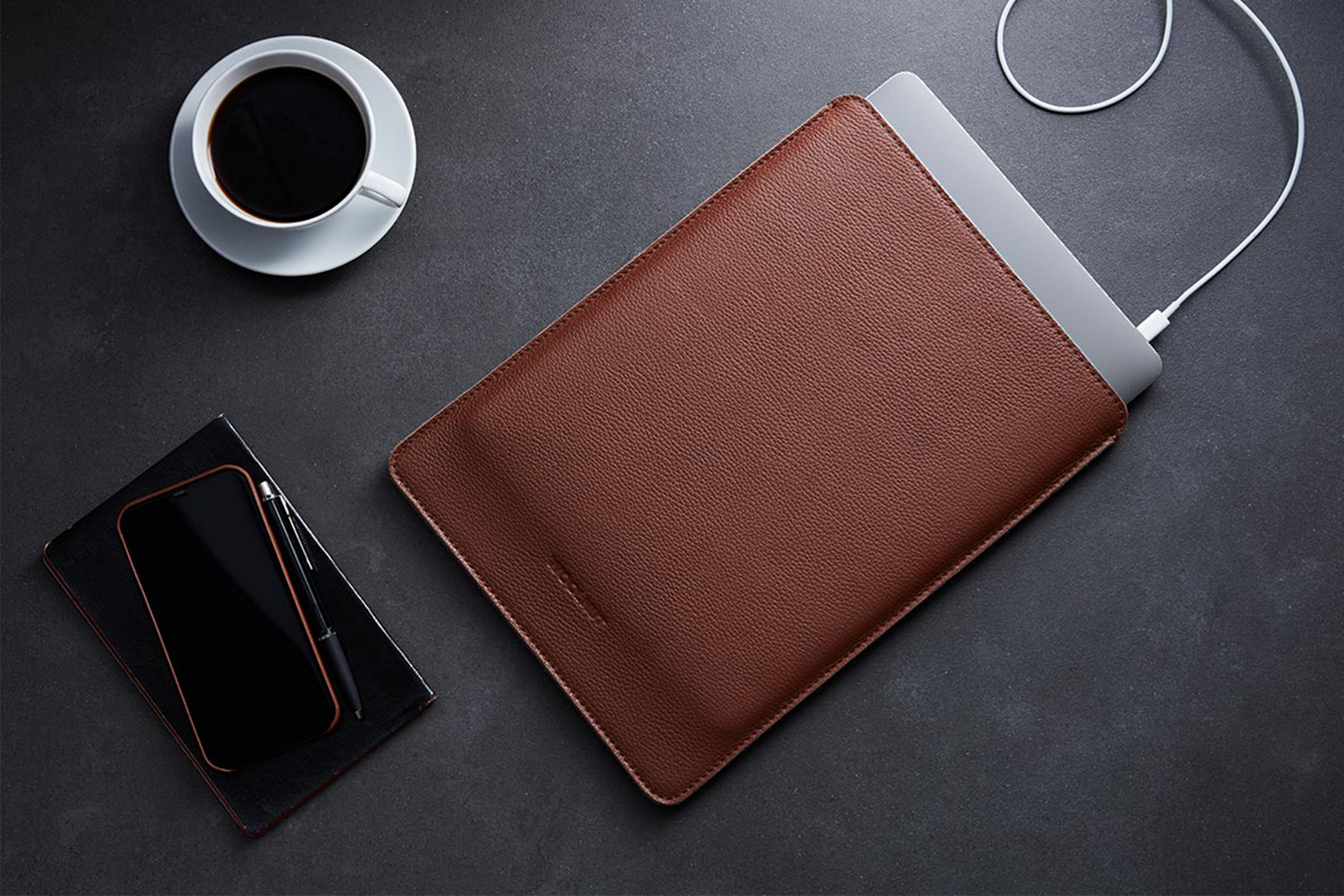 Woolnut Leather Sleeve for MacBook Neo - Cognac
