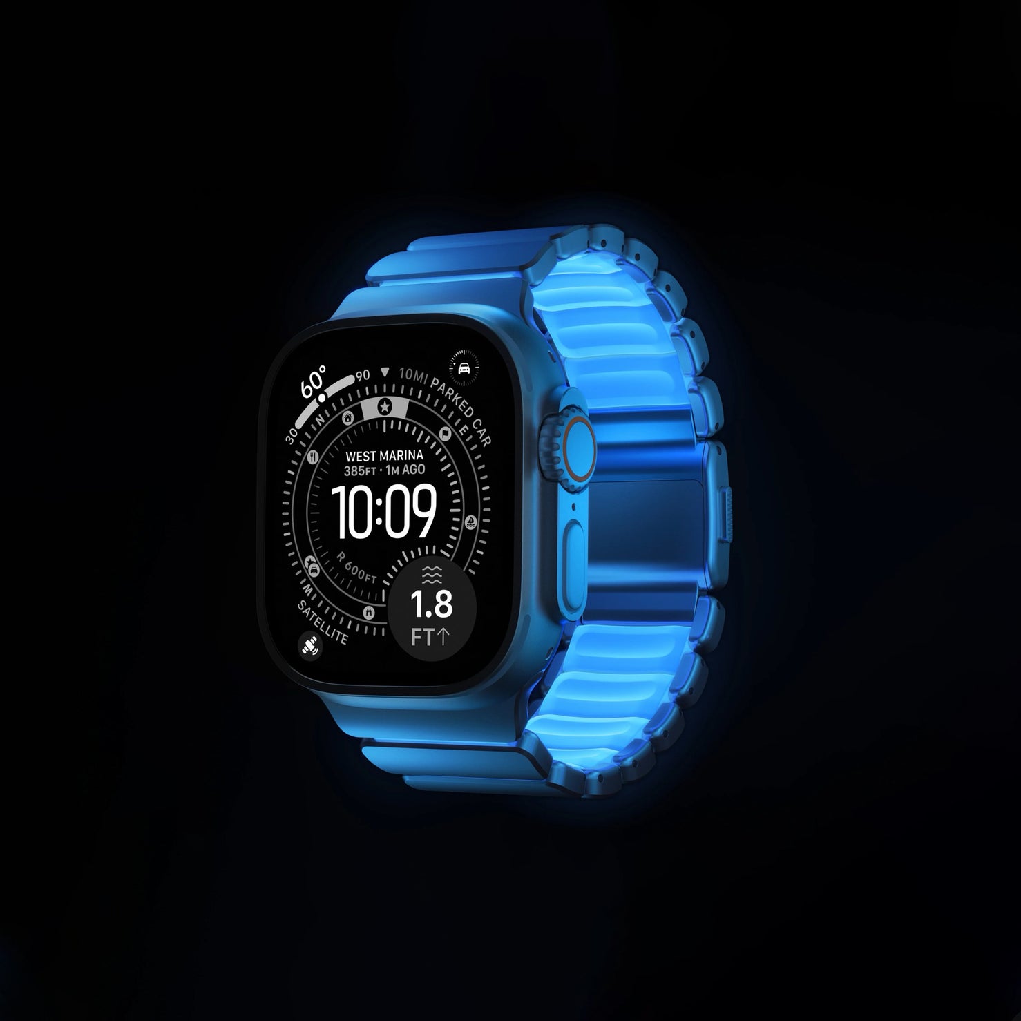 Nomad Stratos Band - Natural Titanium - Icy Blue Glow