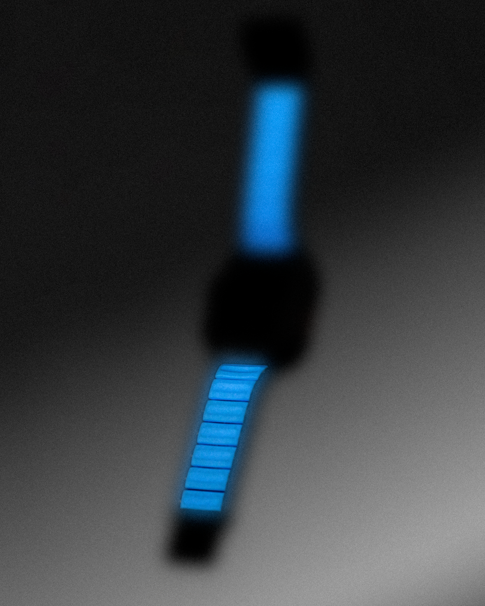 Bright blue glow at night for easy visibility.