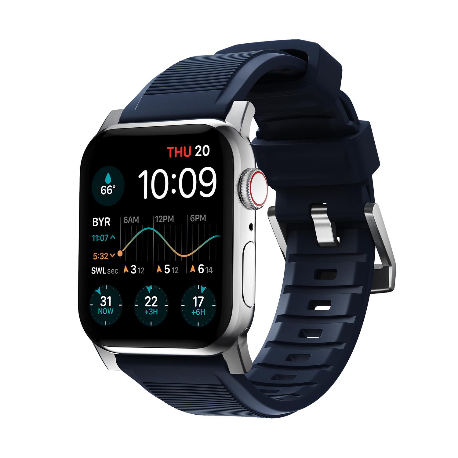 Nomad Rugged Band - 46/49mm - Silver Hardware - Atlantic Blue