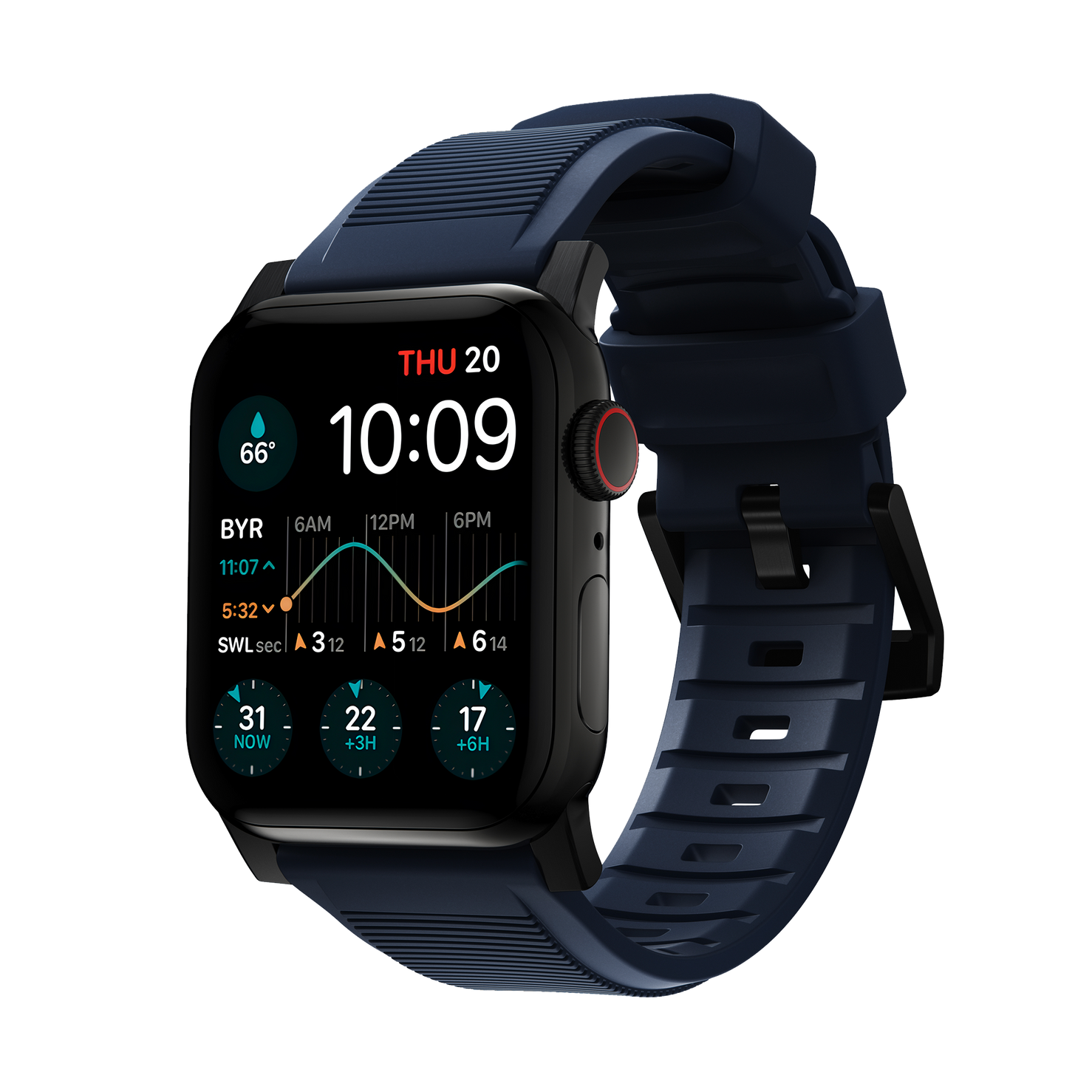 Nomad Rugged Band - 46/49mm -  Black Hardware - Atlantic Blue