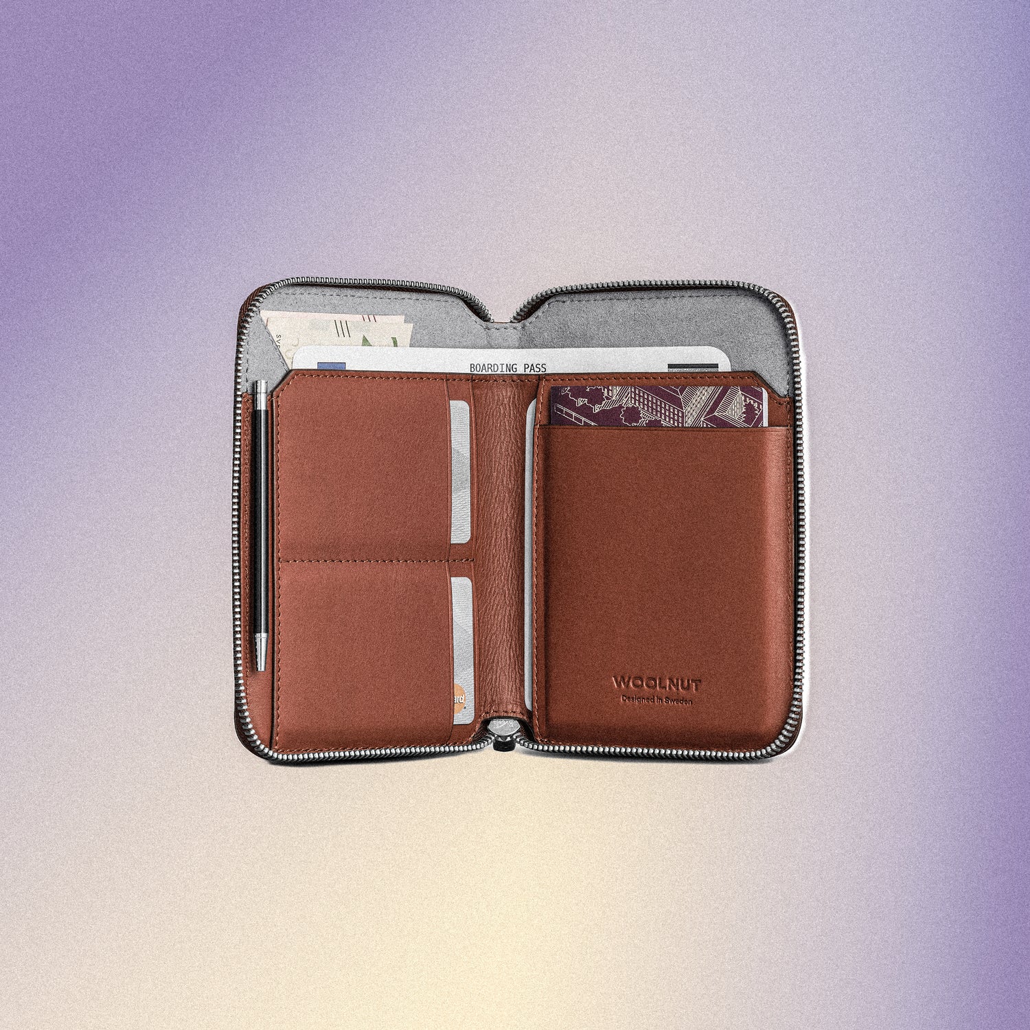 Woolnut Leather Travel Folio - Cognac