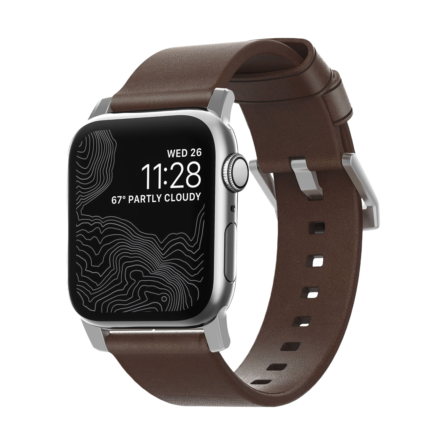 Nomad Modern Band - Horween Leather - 46/49mm - Silver Hardware - Brown
