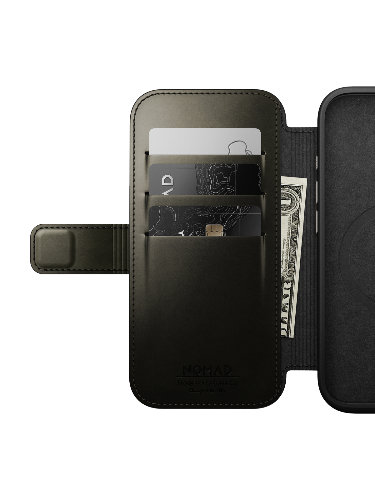 Nomad Modern Leather Folio with Horween Leather for iPhone 16 Pro - Green Chrome - Limited Edition