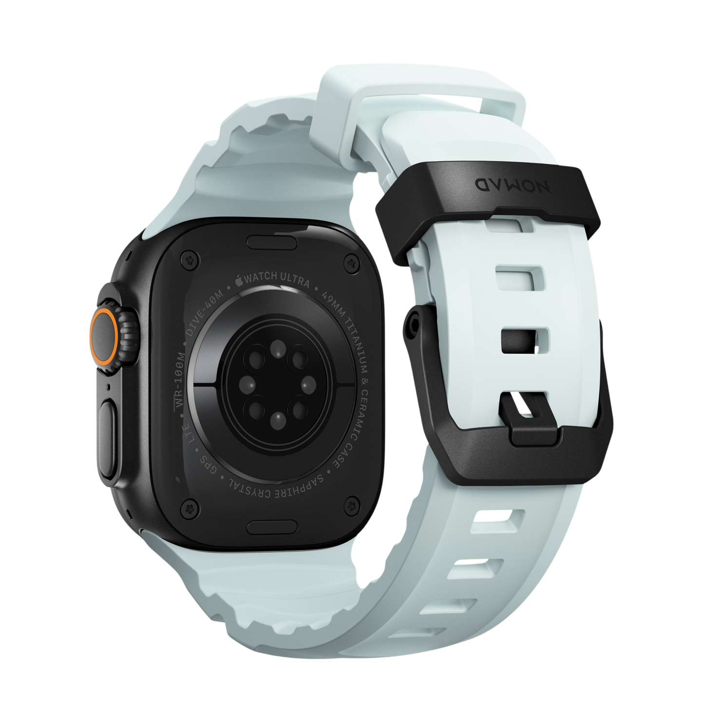 Nomad Rocky Point Band - 46/49mm - Black Hardware - Icy Blue Glow