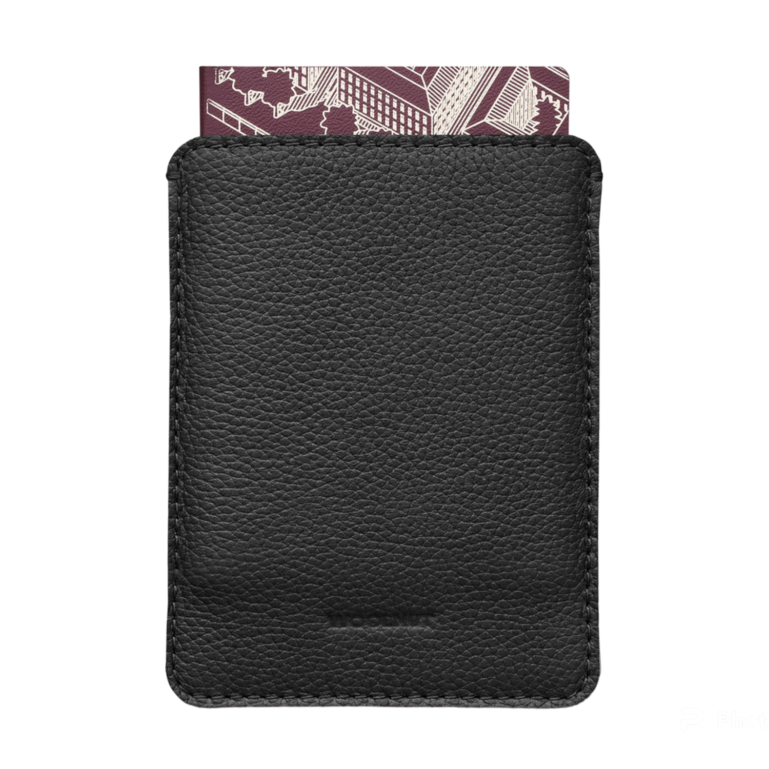 Woolnut Leather Sleeve for Passport - Black