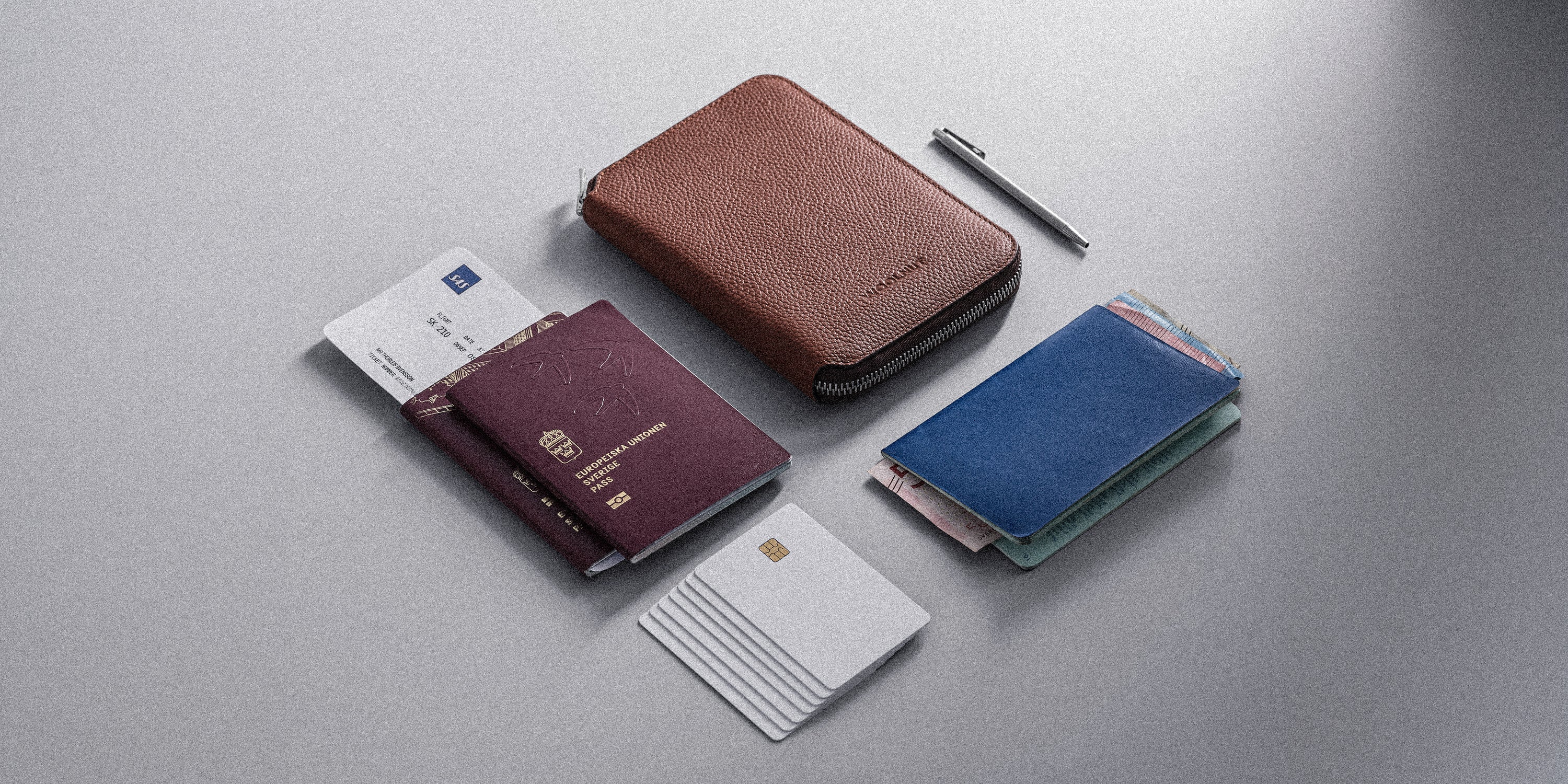 Woolnut Leather Travel Folio - Cognac
