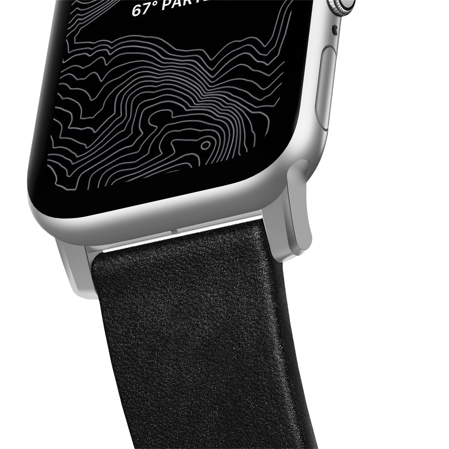 Nomad Modern Band with Horween Leather - 46/49mm - Silver Hardware - Black