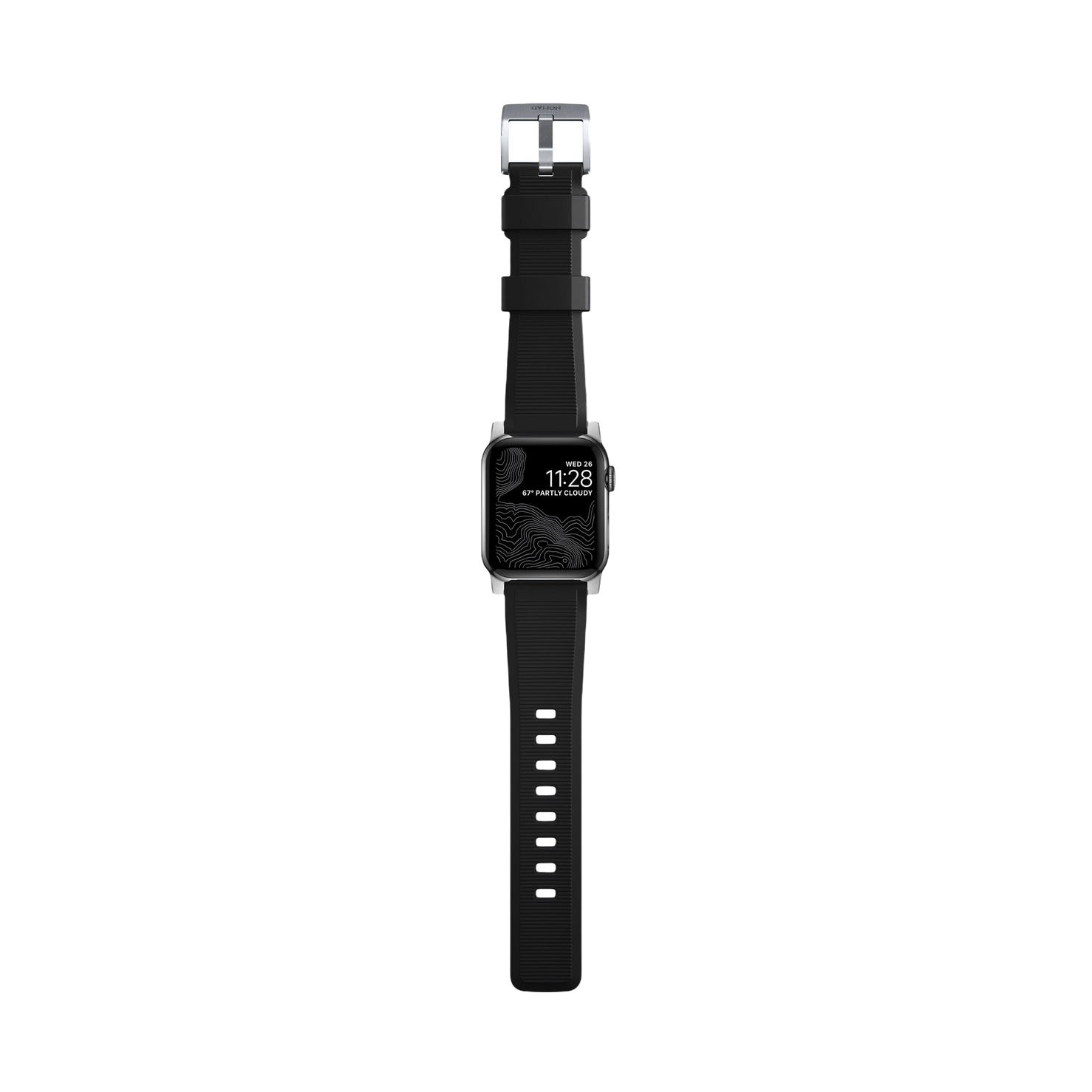 Nomad Rugged Band - 46/49mm - Silver Hardware - Black