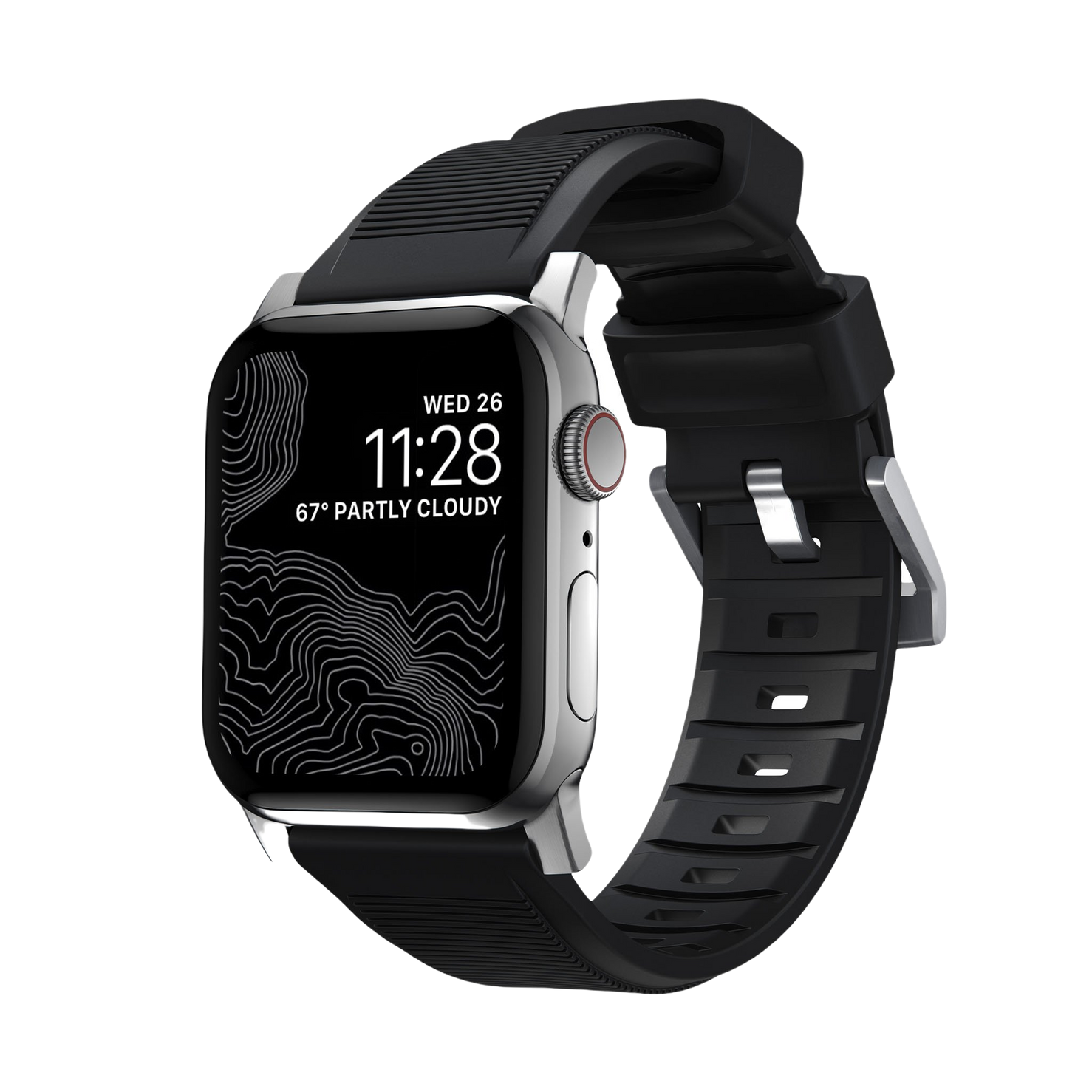 Nomad Rugged Band - 46/49mm - Silver Hardware - Black