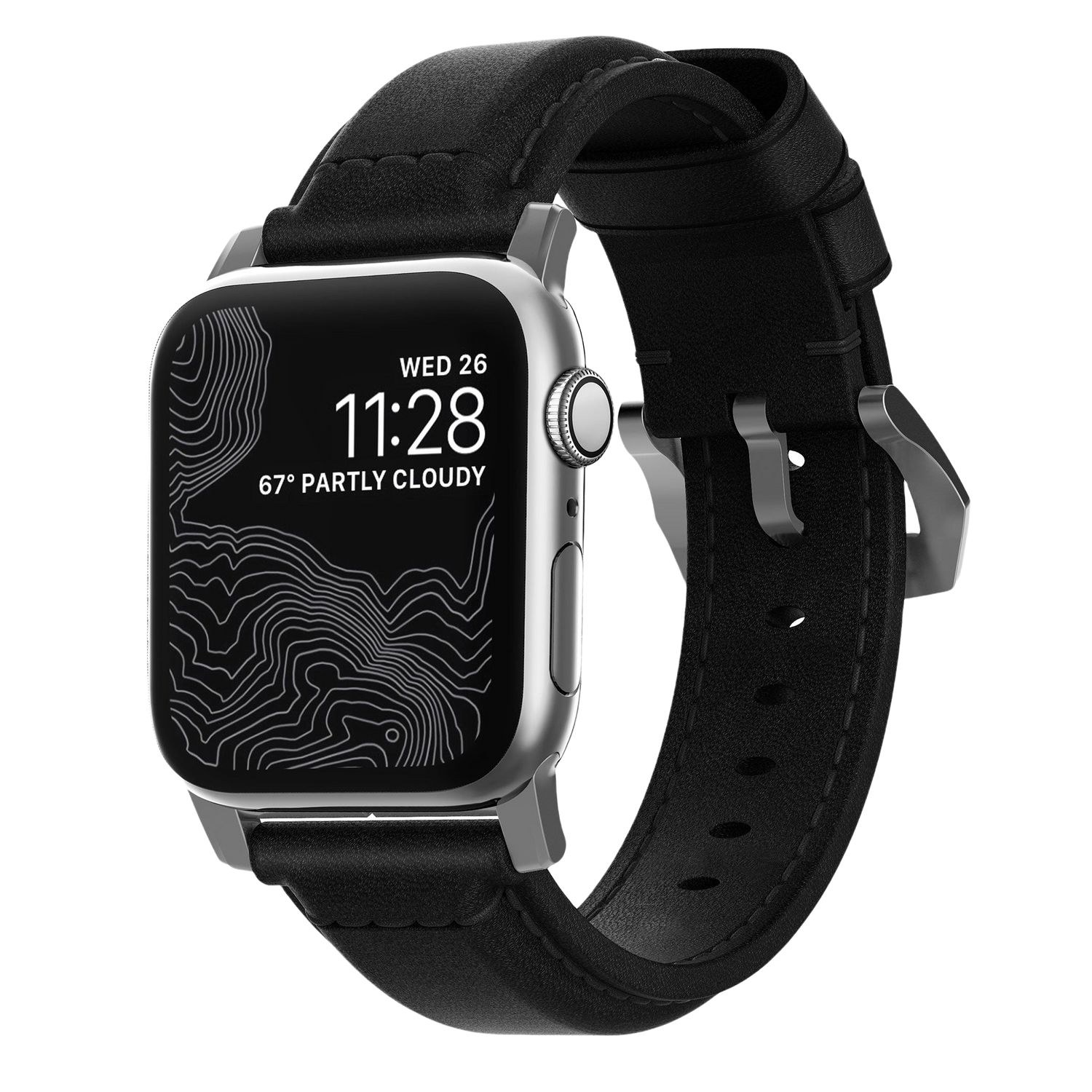 Nomad Traditional Band - 46/49mm - Silver Hardware - Black
