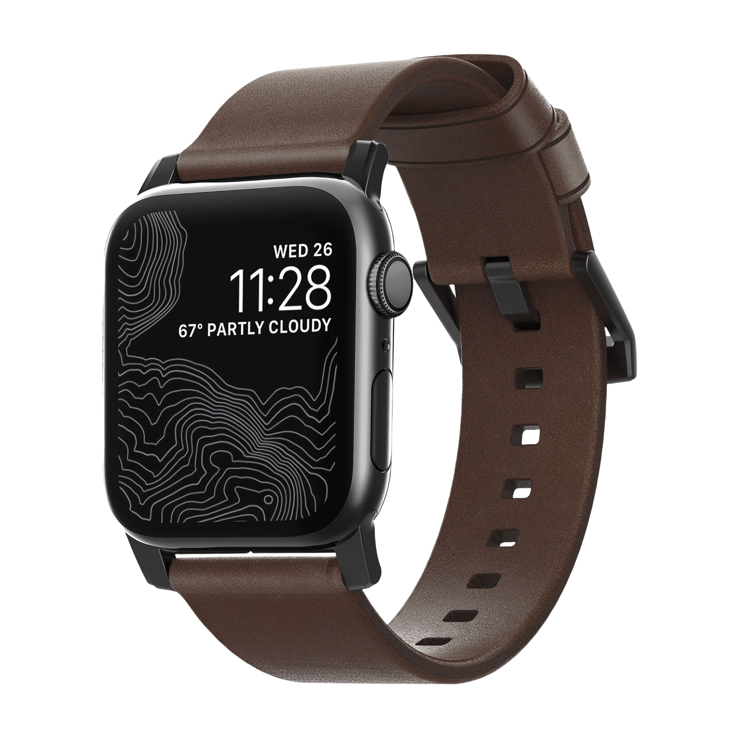 Nomad Modern Band with Horween Leather - 46/49mm - Black Hardware - Brown
